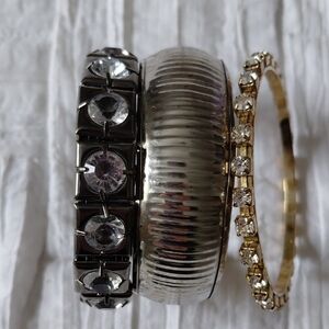 Elegant Silver and Gold Bangle Set